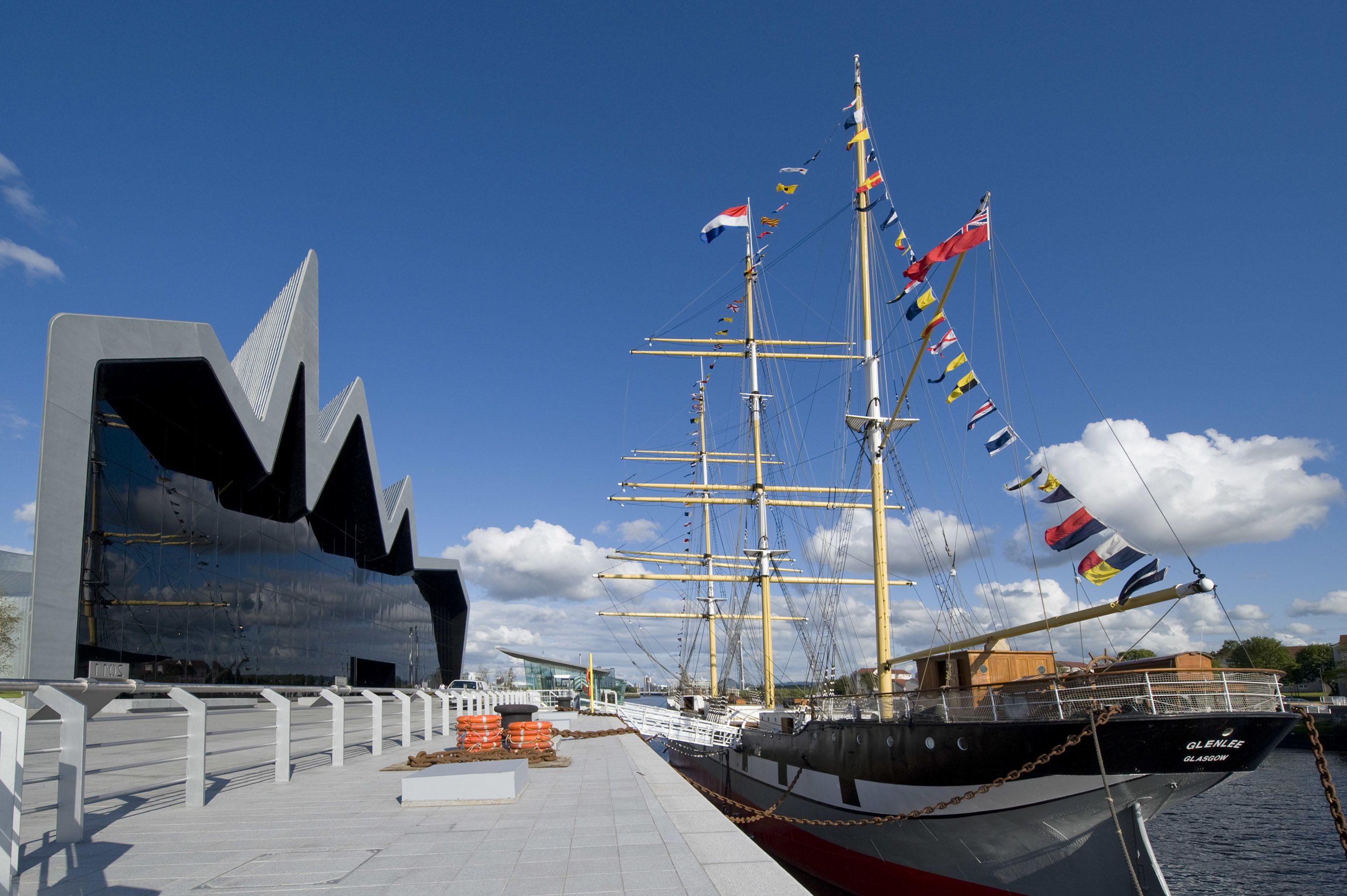 Riverside museum and The Tall Ship Glenlee in Glasgow.